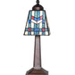 Meyda Lighting Prairie Wheat 10" Mahogany Bronze Mission Mini Table Lamp With Multi-Colored Stained Shade Glass