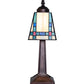 Meyda Lighting Prairie Wheat 10" Mahogany Bronze Mission Mini Table Lamp With Multi-Colored Stained Shade Glass