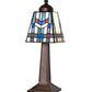 Meyda Lighting Prairie Wheat 10" Mahogany Bronze Mission Mini Table Lamp With Multi-Colored Stained Shade Glass