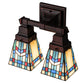 Meyda Lighting Prairie Wheat 12" 2-Light Mahogany Bronze Wall Sconce With Multi-Colored Shade Glass