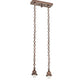 Meyda Lighting Prairie Wheat 15" 2-Light Mahogany Bronze Island Pendant Light With Multi-Colored Shade Glass