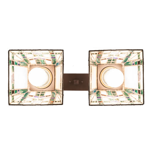 Meyda Lighting Prairie Wheat 15" 2-Light Mahogany Bronze Island Pendant Light With Multi-Colored Shade Glass