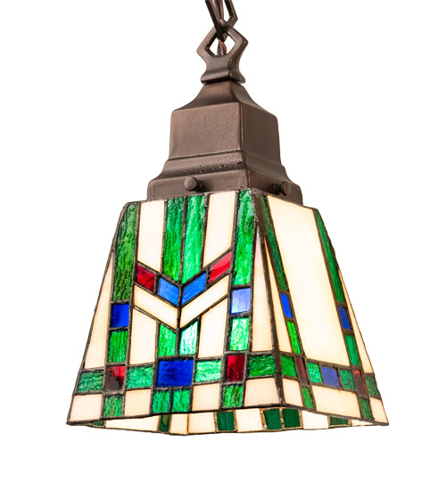 Meyda Lighting Prairie Wheat 15" 2-Light Mahogany Bronze Island Pendant Light With Multi-Colored Shade Glass
