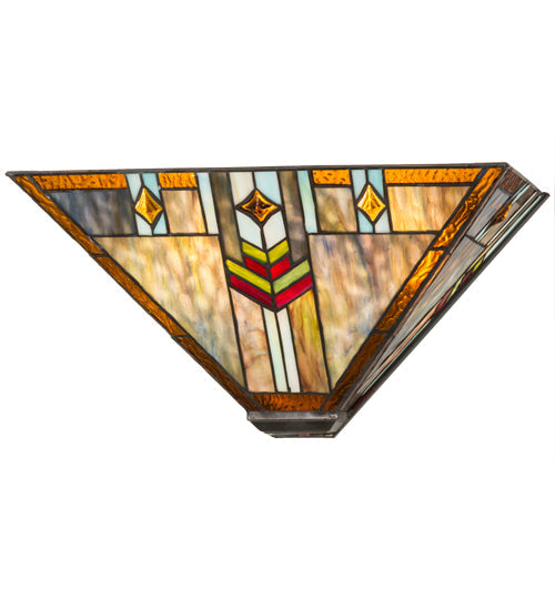 Meyda Lighting Prairie Wheat 17" 2-Light Brass Wall Sconce With Multi-Colored Shade Glass