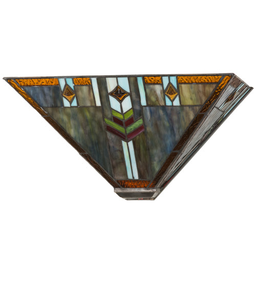 Meyda Lighting Prairie Wheat 17" 2-Light Brass Wall Sconce With Multi-Colored Shade Glass