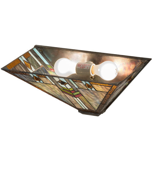 Meyda Lighting Prairie Wheat 17" 2-Light Brass Wall Sconce With Multi-Colored Shade Glass