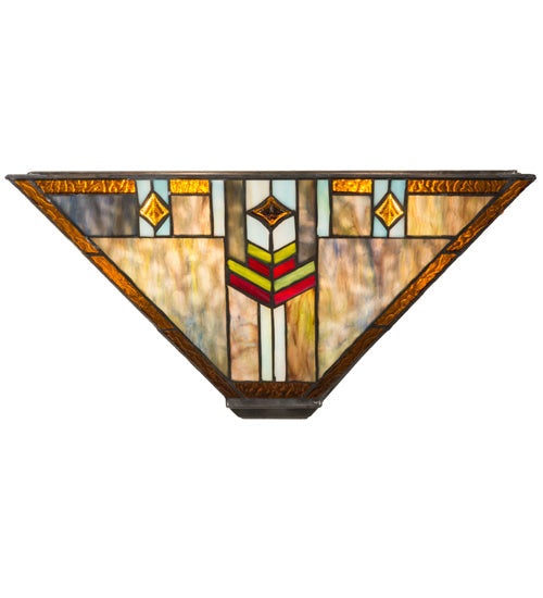 Meyda Lighting Prairie Wheat 17" 2-Light Brass Wall Sconce With Multi-Colored Shade Glass