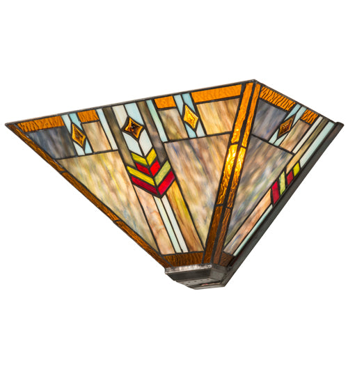 Meyda Lighting Prairie Wheat 17" 2-Light Brass Wall Sconce With Multi-Colored Shade Glass