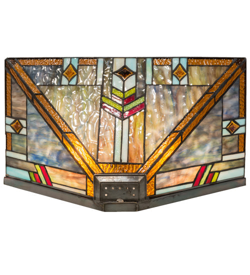 Meyda Lighting Prairie Wheat 17" 2-Light Brass Wall Sconce With Multi-Colored Shade Glass