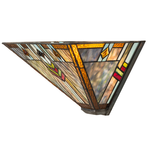 Meyda Lighting Prairie Wheat 17" 2-Light Brass Wall Sconce With Multi-Colored Shade Glass