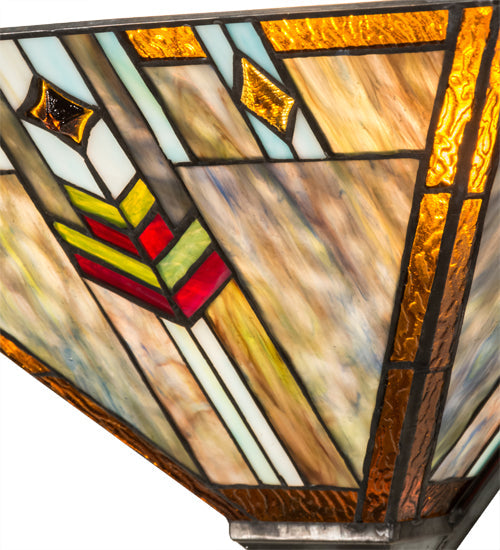 Meyda Lighting Prairie Wheat 17" 2-Light Brass Wall Sconce With Multi-Colored Shade Glass
