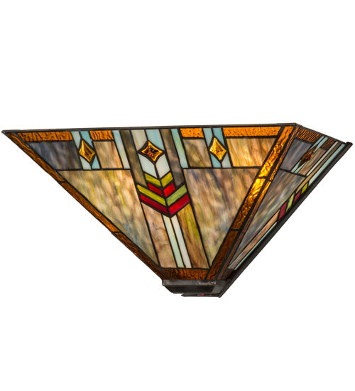 Meyda Lighting Prairie Wheat 17" 2-Light Brass Wall Sconce With Multi-Colored Shade Glass