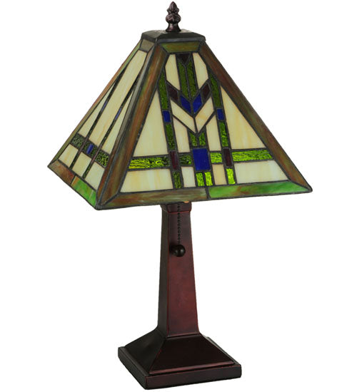 Meyda Lighting Prairie Wheat 18" Mahogany Bronze Table Lamp With Multi-Colored Shade Glass