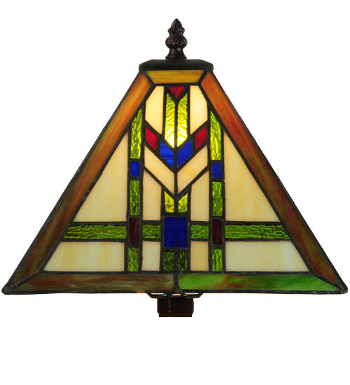 Meyda Lighting Prairie Wheat 18" Mahogany Bronze Table Lamp With Multi-Colored Shade Glass