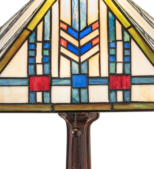 Meyda Lighting Prairie Wheat 19" Mahogany Bronze Table Lamp With Multi-Colored Shade Glass