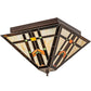 Meyda Lighting Prairie Wheat 20" 2-Light Mahogany Bronze Flush Mount Light With Multi-Colored Shade Glass