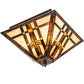 Meyda Lighting Prairie Wheat 20" 2-Light Mahogany Bronze Flush Mount Light With Multi-Colored Shade Glass