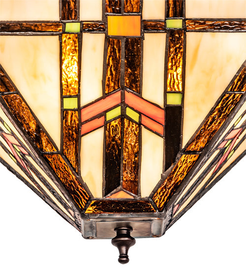 Meyda Lighting Prairie Wheat 20" 2-Light Mahogany Bronze Flush Mount Light With Multi-Colored Shade Glass