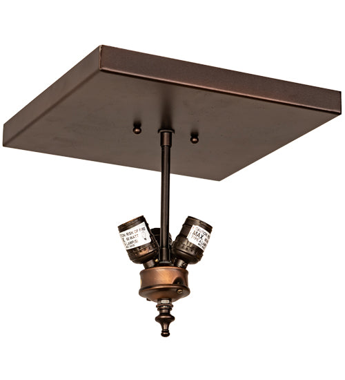 Meyda Lighting Prairie Wheat 20" 2-Light Mahogany Bronze Flush Mount Light With Multi-Colored Shade Glass