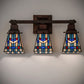 Meyda Lighting Prairie Wheat 20" 3-Light Mahogany Bronze Vanity Light With Multi-Colored Stained Shade Glass