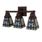 Meyda Lighting Prairie Wheat 20" 3-Light Mahogany Bronze Vanity Light With Multi-Colored Stained Shade Glass