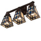 Meyda Lighting Prairie Wheat 20" 3-Light Mahogany Bronze Vanity Light With Multi-Colored Stained Shade Glass
