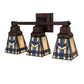 Meyda Lighting Prairie Wheat 20" 3-Light Mahogany Bronze Vanity Light With Multi-Colored Stained Shade Glass