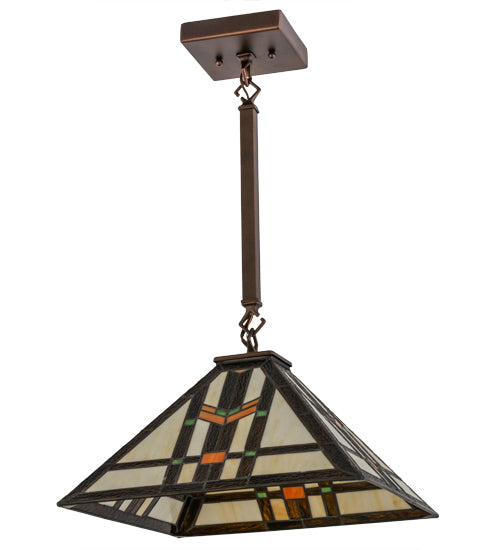 Meyda Lighting Prairie Wheat 20" Mahogany Bronze Pendant Light With Multi-Colored Shade Glass