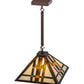 Meyda Lighting Prairie Wheat 20" Mahogany Bronze Pendant Light With Multi-Colored Shade Glass