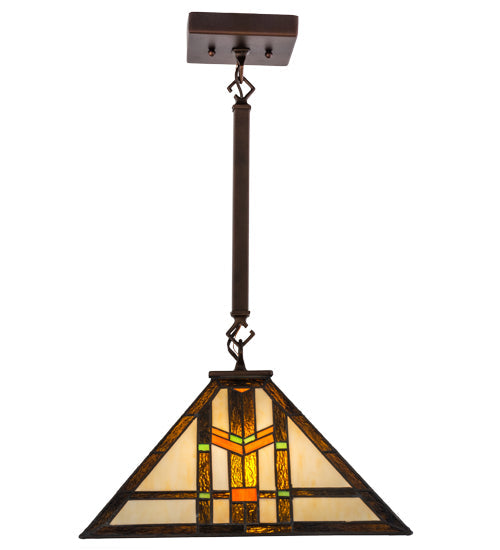 Meyda Lighting Prairie Wheat 20" Mahogany Bronze Pendant Light With Multi-Colored Shade Glass