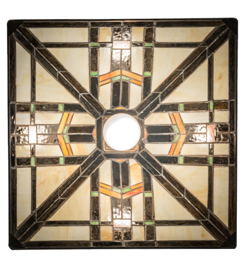 Meyda Lighting Prairie Wheat 20" Mahogany Bronze Pendant Light With Multi-Colored Shade Glass