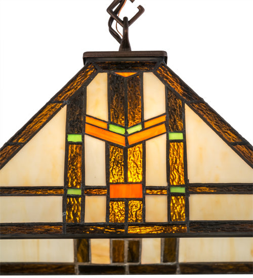 Meyda Lighting Prairie Wheat 20" Mahogany Bronze Pendant Light With Multi-Colored Shade Glass
