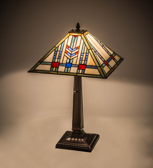 Meyda Lighting Prairie Wheat 22" Mahogany Bronze Table Lamp With Multi-Colored Shade Glass