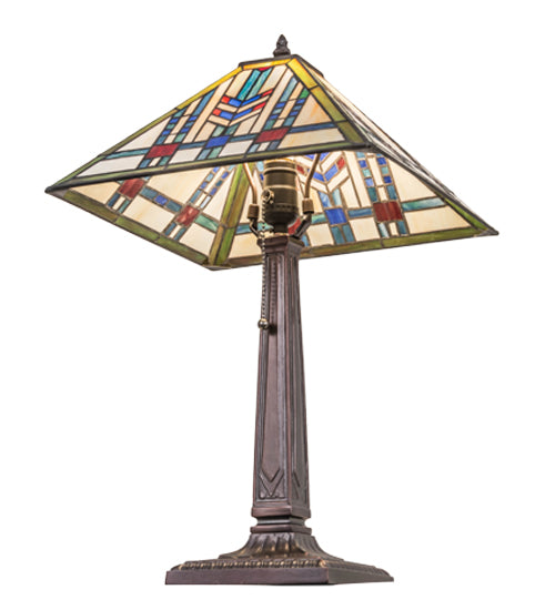 Meyda Lighting Prairie Wheat 22" Mahogany Bronze Table Lamp With Multi-Colored Shade Glass