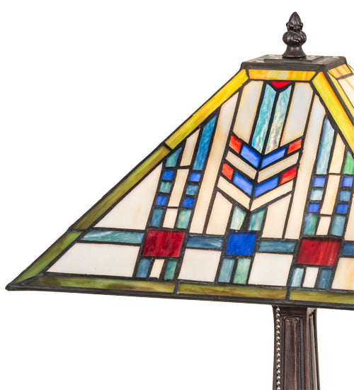 Meyda Lighting Prairie Wheat 22" Mahogany Bronze Table Lamp With Multi-Colored Shade Glass