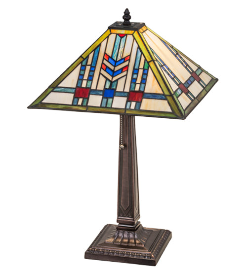 Meyda Lighting Prairie Wheat 22" Mahogany Bronze Table Lamp With Multi-Colored Shade Glass