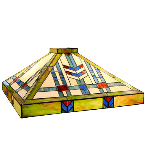 Meyda Lighting Prairie Wheat 22" Multi-Colored Stained Shade Glass