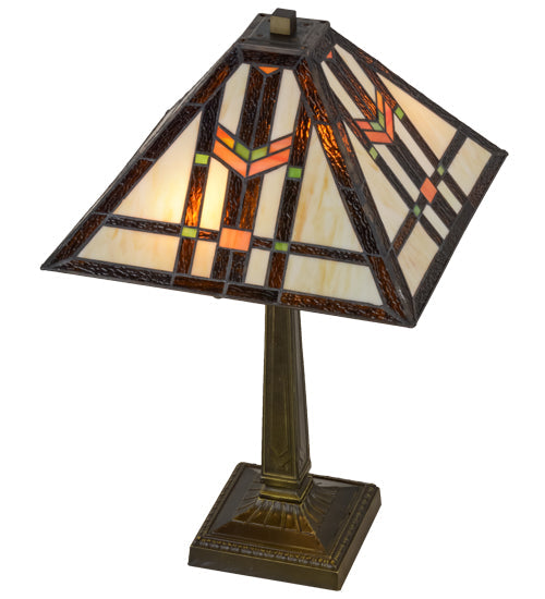 Meyda Lighting Prairie Wheat 24" 2-Light Mahogany Bronze Table Lamp With Multi-Colored Shade Glass
