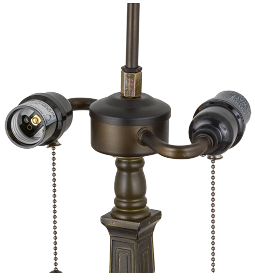 Meyda Lighting Prairie Wheat 24" 2-Light Mahogany Bronze Table Lamp With Multi-Colored Shade Glass