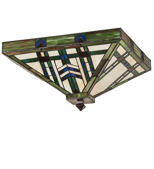 Meyda Lighting Prairie Wheat 24" 4-Light Mahogany Bronze Flush Mount Light With Multi-Colored Shade Glass
