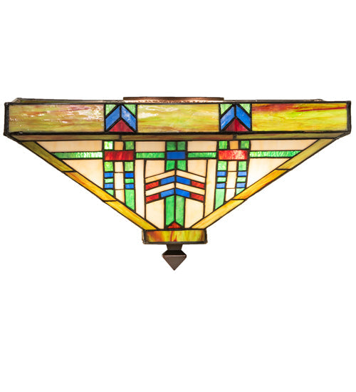 Meyda Lighting Prairie Wheat 24" 4-Light Mahogany Bronze Flush Mount Light With Multi-Colored Shade Glass
