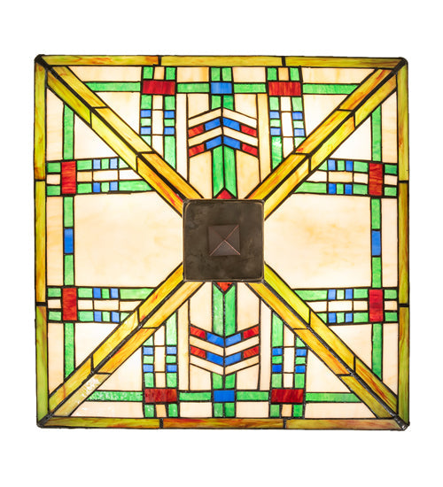 Meyda Lighting Prairie Wheat 24" 4-Light Mahogany Bronze Flush Mount Light With Multi-Colored Shade Glass