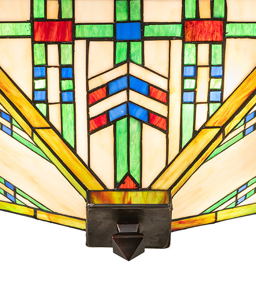 Meyda Lighting Prairie Wheat 24" 4-Light Mahogany Bronze Flush Mount Light With Multi-Colored Shade Glass