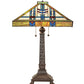 Meyda Lighting Prairie Wheat 25" 2-Light Mahogany Bronze Table Lamp With Multi-Colored Shade Glass