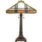 Meyda Lighting Prairie Wheat 25" 2-Light Mahogany Bronze Table Lamp With Multi-Colored Shade Glass