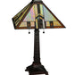Meyda Lighting Prairie Wheat 27" 2-Light Mahogany Bronze Harvest Table Lamp With Multi-Colored Shade Glass