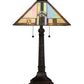 Meyda Lighting Prairie Wheat 27" 2-Light Mahogany Bronze Harvest Table Lamp With Multi-Colored Shade Glass