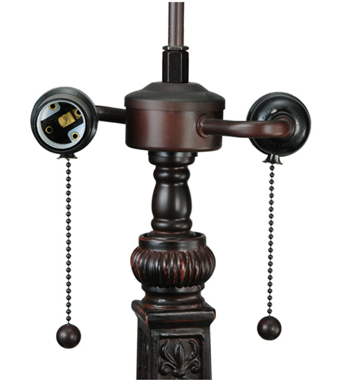 Meyda Lighting Prairie Wheat 27" 2-Light Mahogany Bronze Sunshower Table Lamp With Multi-Colored Shade Glass