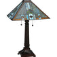 Meyda Lighting Prairie Wheat 27" 2-Light Mahogany Bronze Sunshower Table Lamp With Multi-Colored Shade Glass