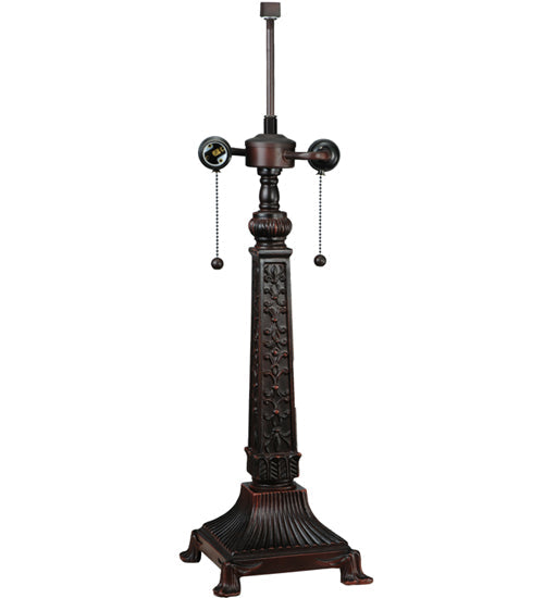 Meyda Lighting Prairie Wheat 27" 2-Light Mahogany Bronze Sunshower Table Lamp With Multi-Colored Shade Glass